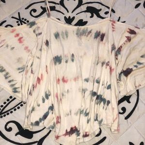 Tie-Dyed Cold Shoulder Top